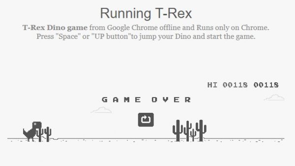 Game Chrome Dinosaur - Chrome dino Runs only on Chrome